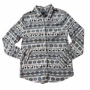 Land's End Isle Flannel Winter Theme Button Up Shirt